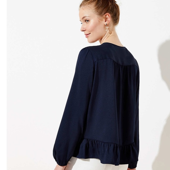 Loft Split Neck Ruffle Blouse - Picture 2 of 4